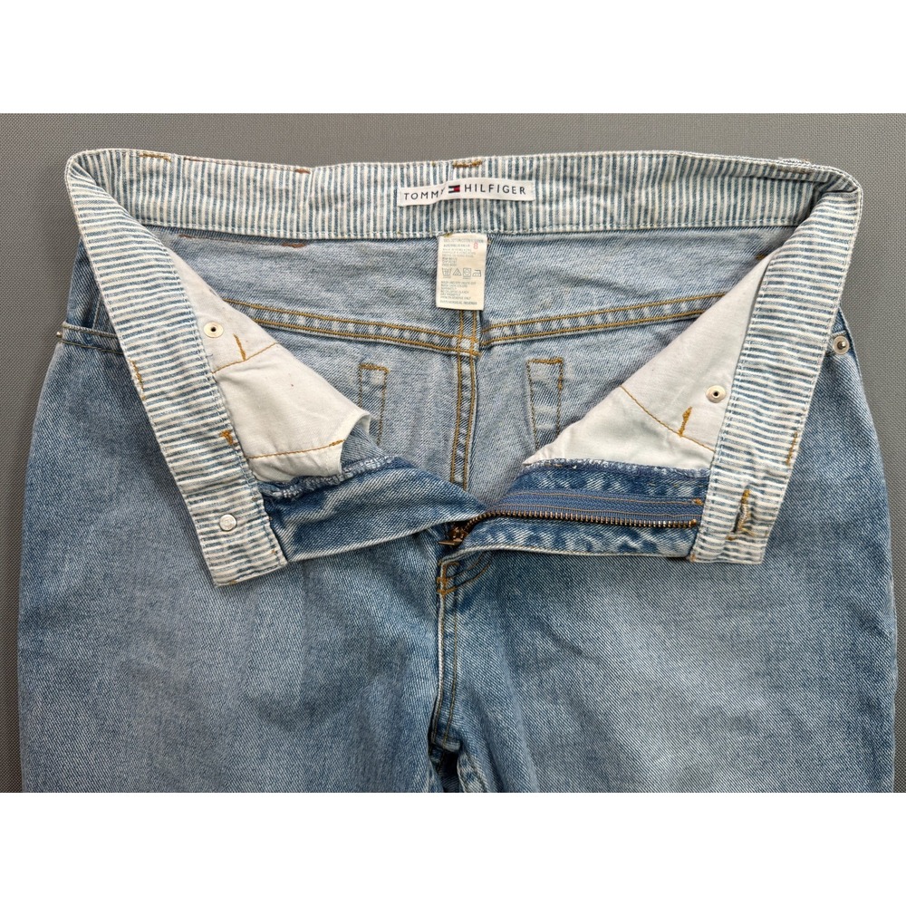 Tommy Hilfiger Vintage 90s High Rise Jeans Tapestry Hem Light Wash | Women's 8 - Picture 11 of 15